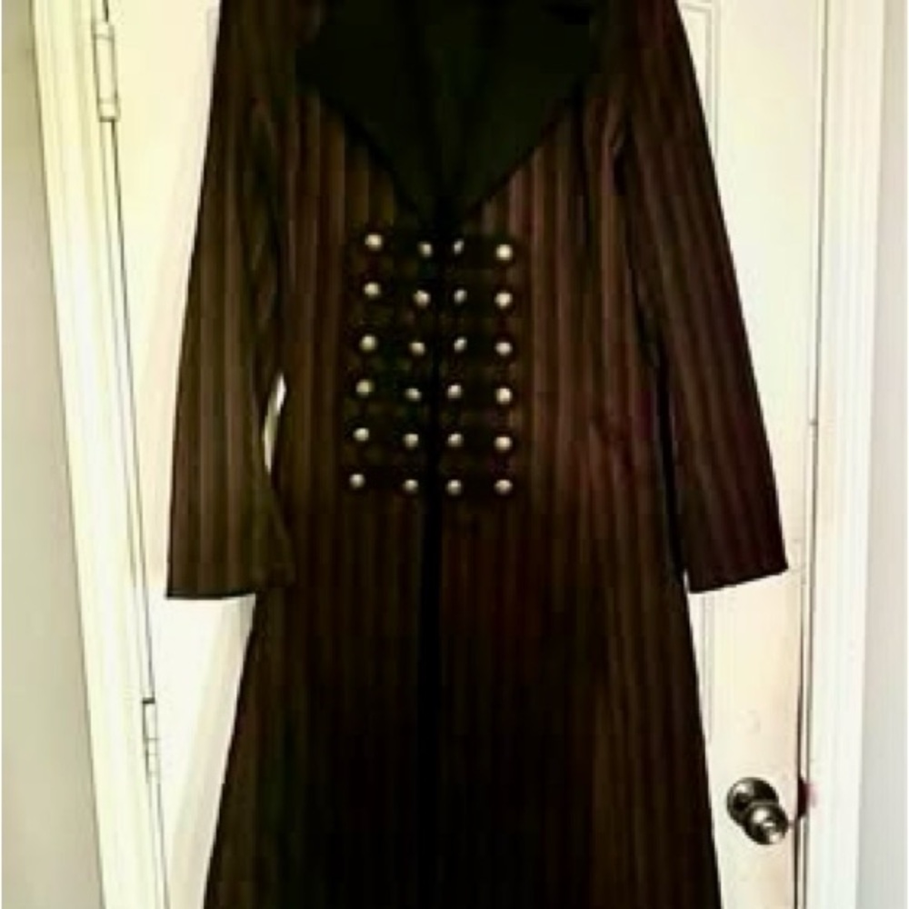 Spirit Black and Brown Striped Trench Coat